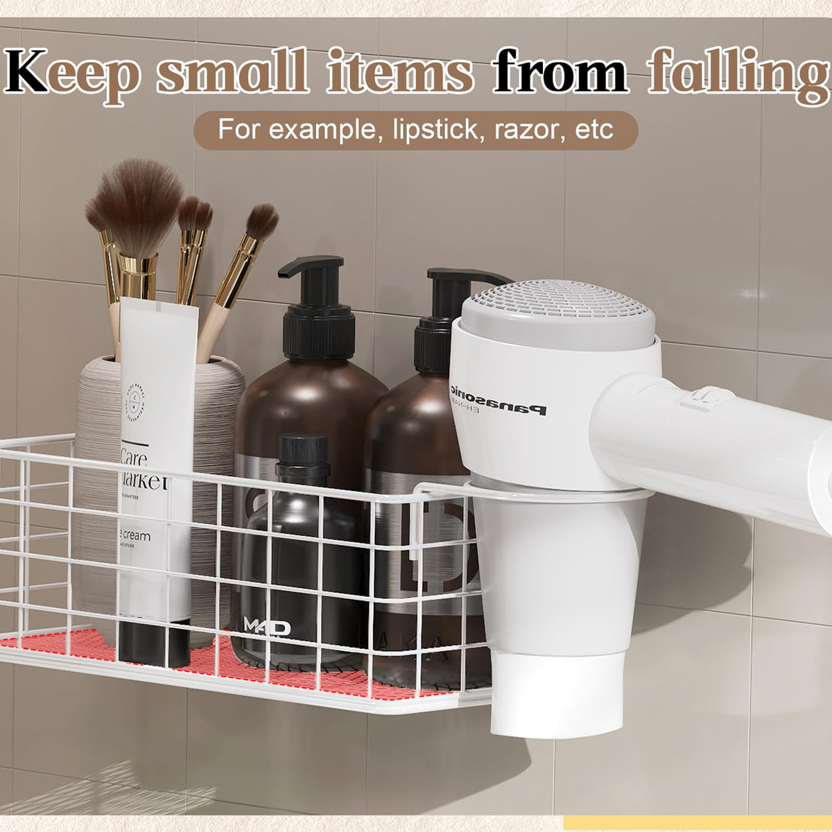 Wall-Mounted Hair Dryer Holder 4-Shelf White R4839