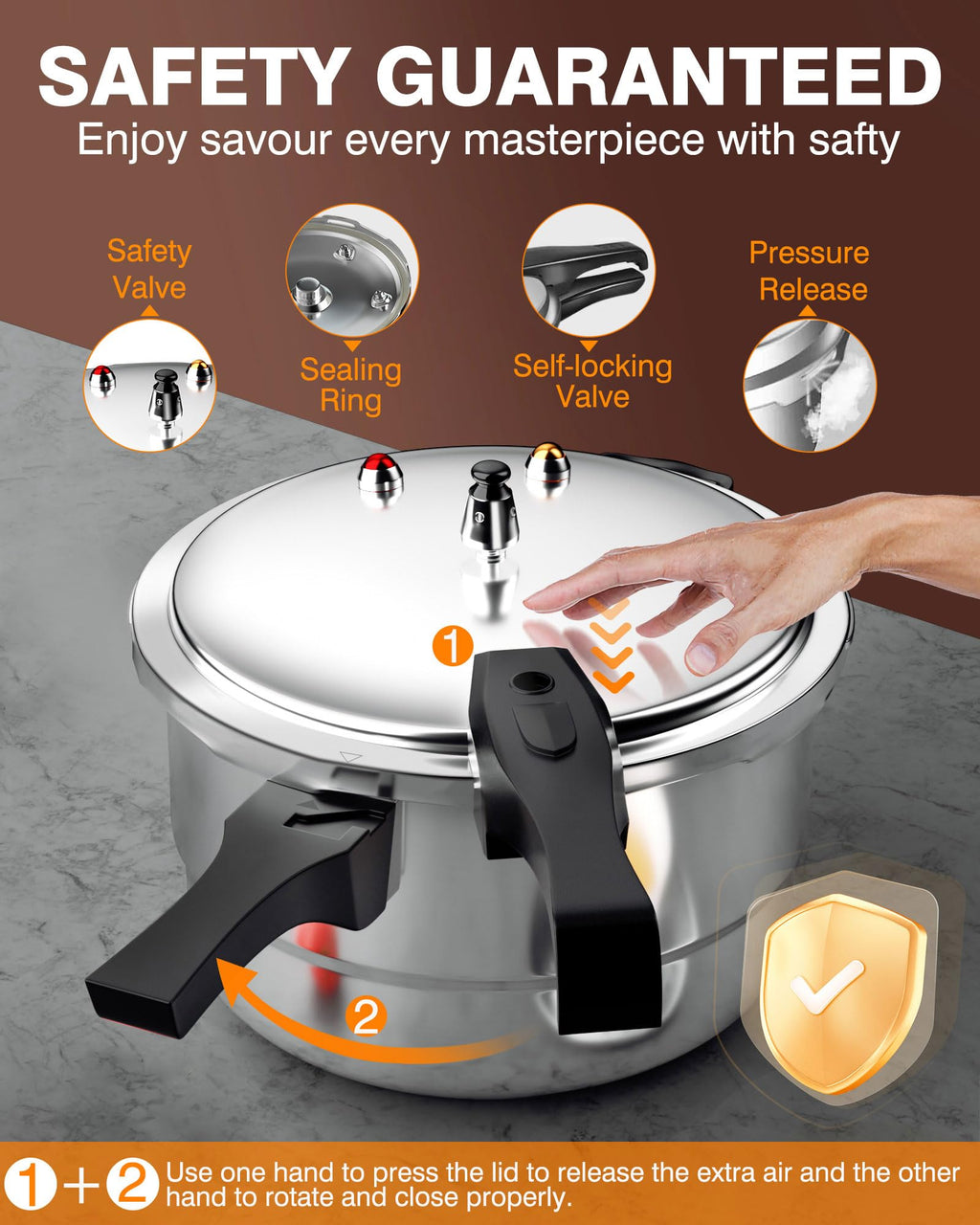 4QT Aluminum Pressure Cooker with Rack M670010