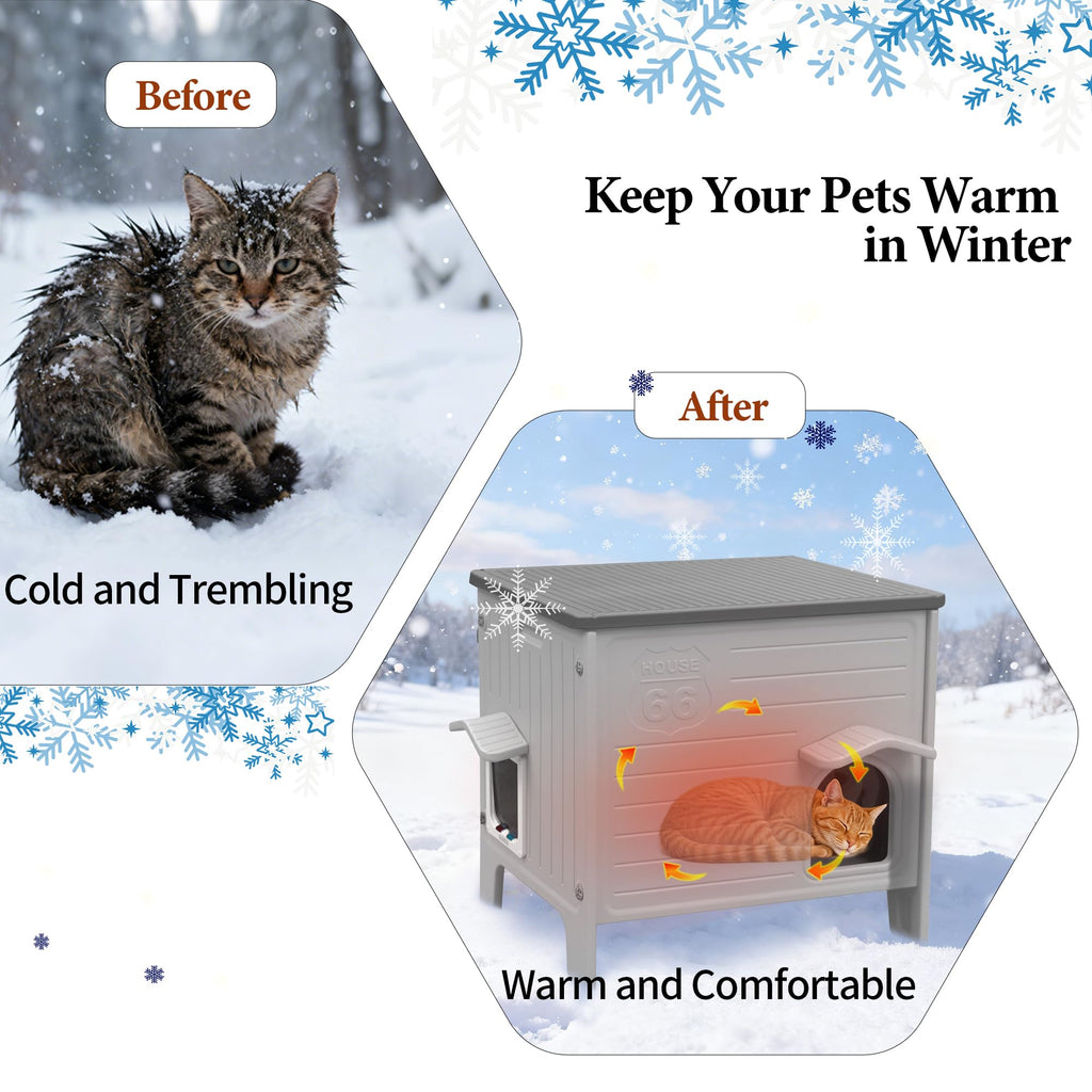 Insulated Outdoor Weatherproof Plastic Cat House X953247