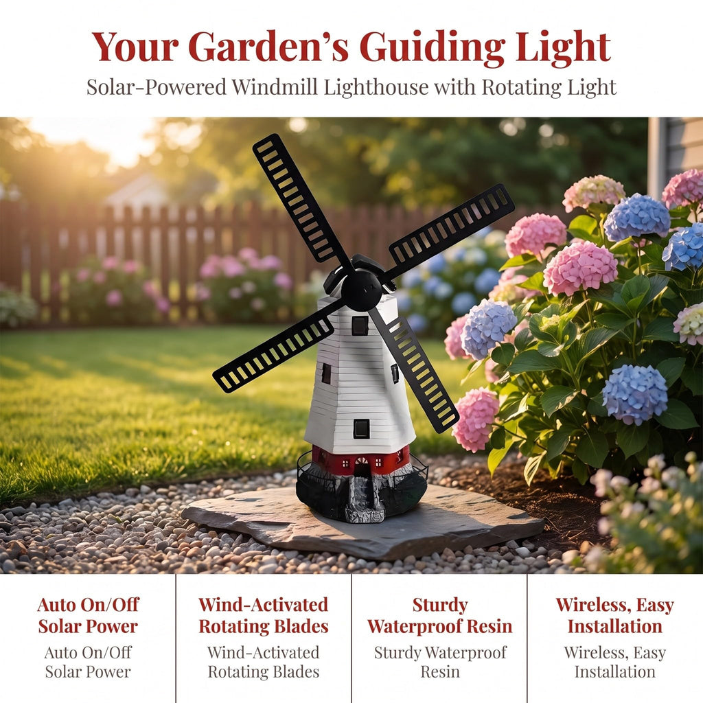 Solar Powered LED Lighthouse Garden Statue T7843