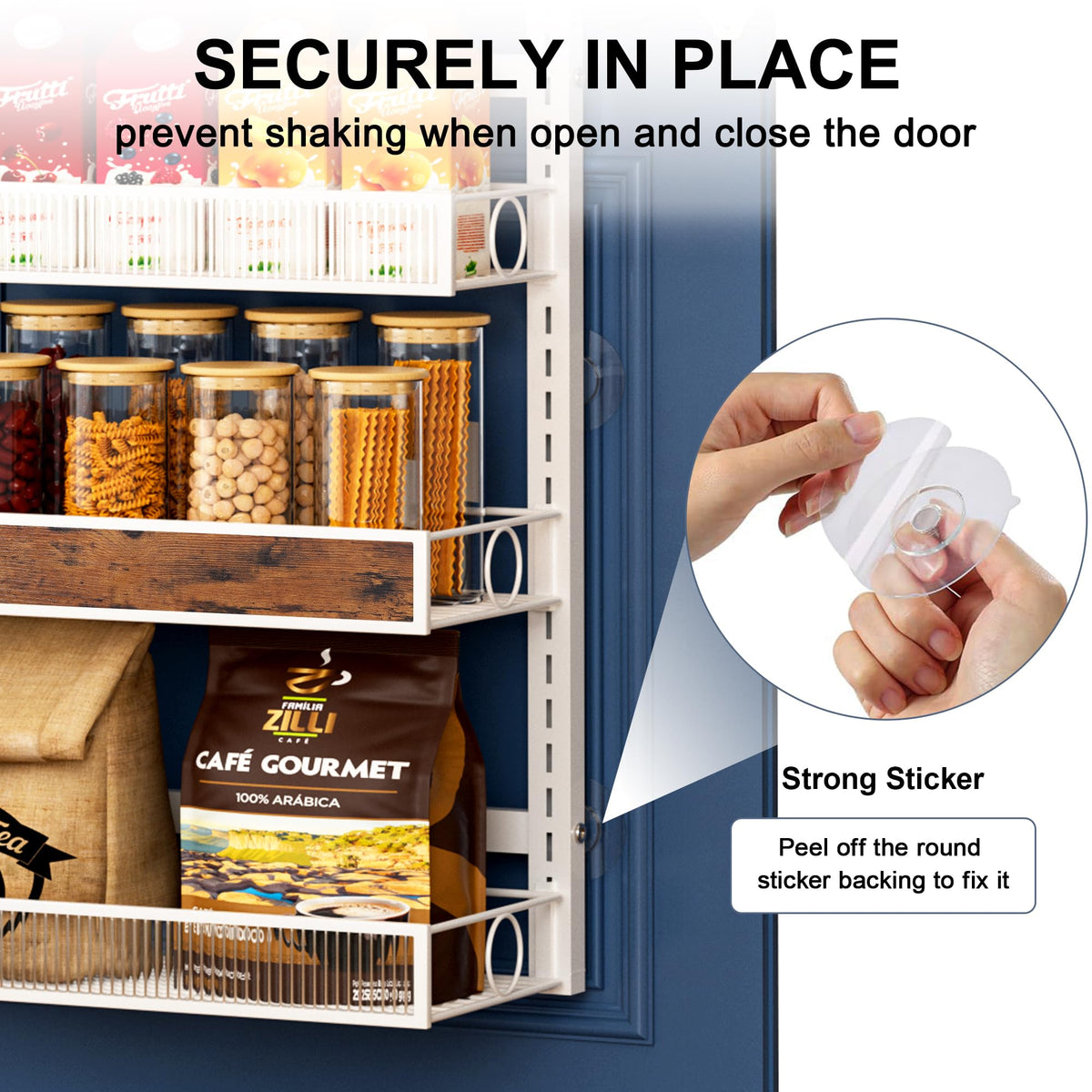 8 Tiers Pantry Door Organizer Spice Rack with Adjustable Baskets Z427918
