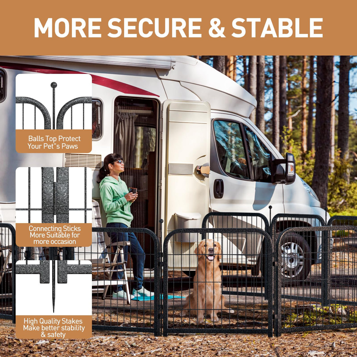 40in 16 Panels Heavy Duty Metal Dog Playpen A29317