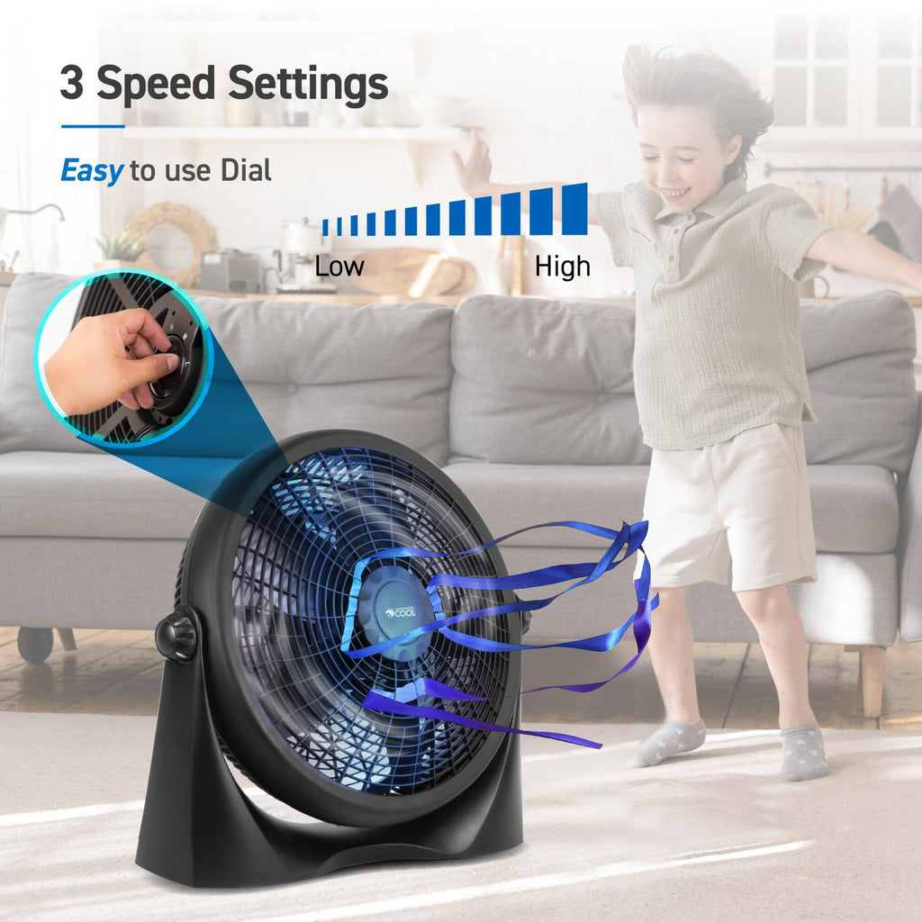 16 Inch High Velocity Floor Fan, Black S390