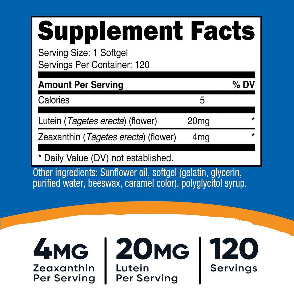 Zeaxanthin with Lutein 20mg 120 Softgels O427
