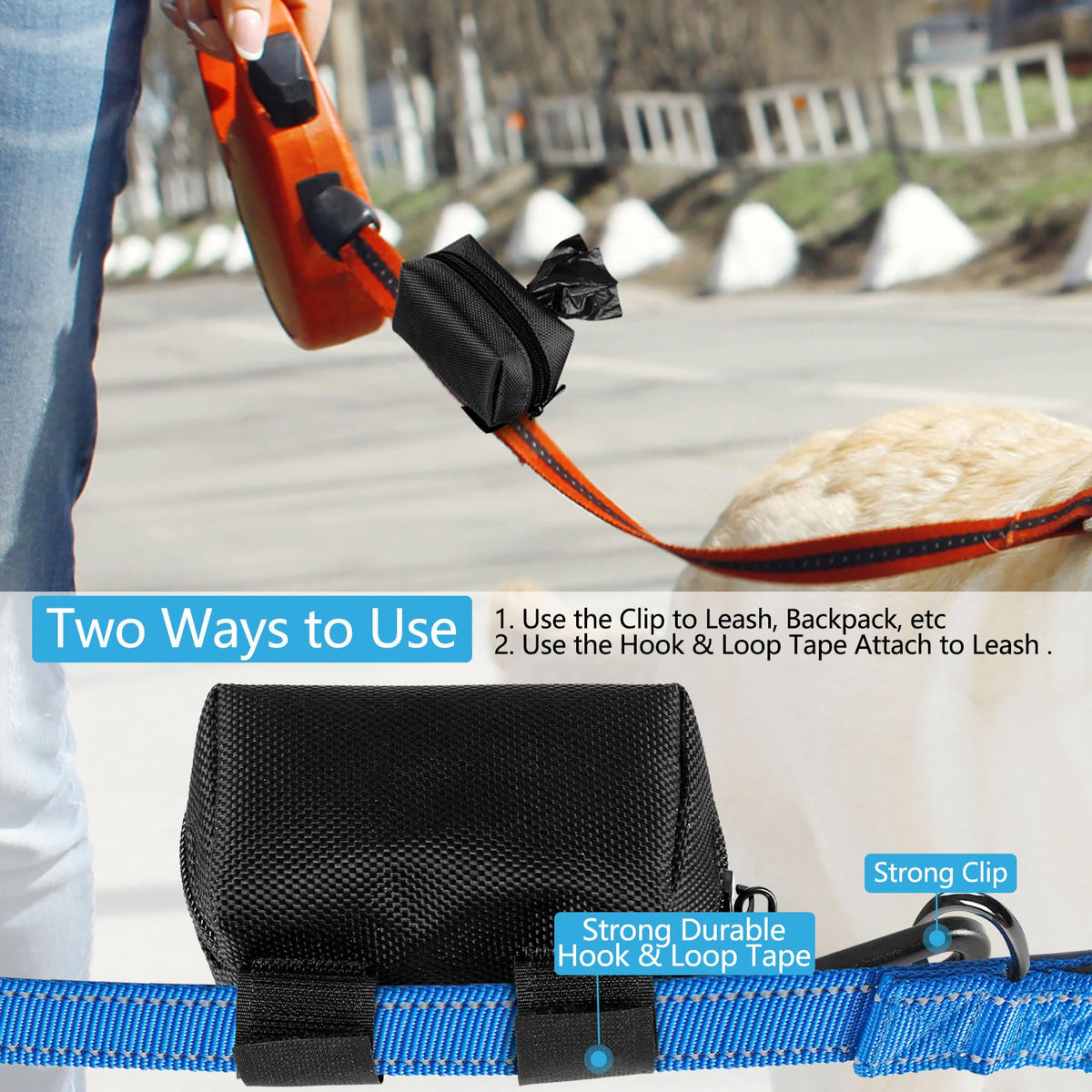 Black Dog Poop Bag Dispenser with Leash Clip T967303