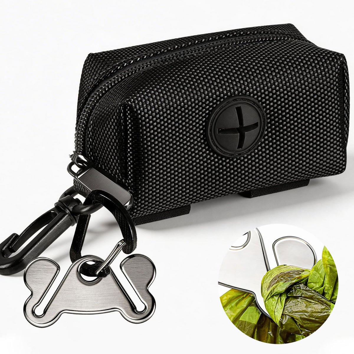 Black Dog Poop Bag Dispenser with Leash Clip T967303