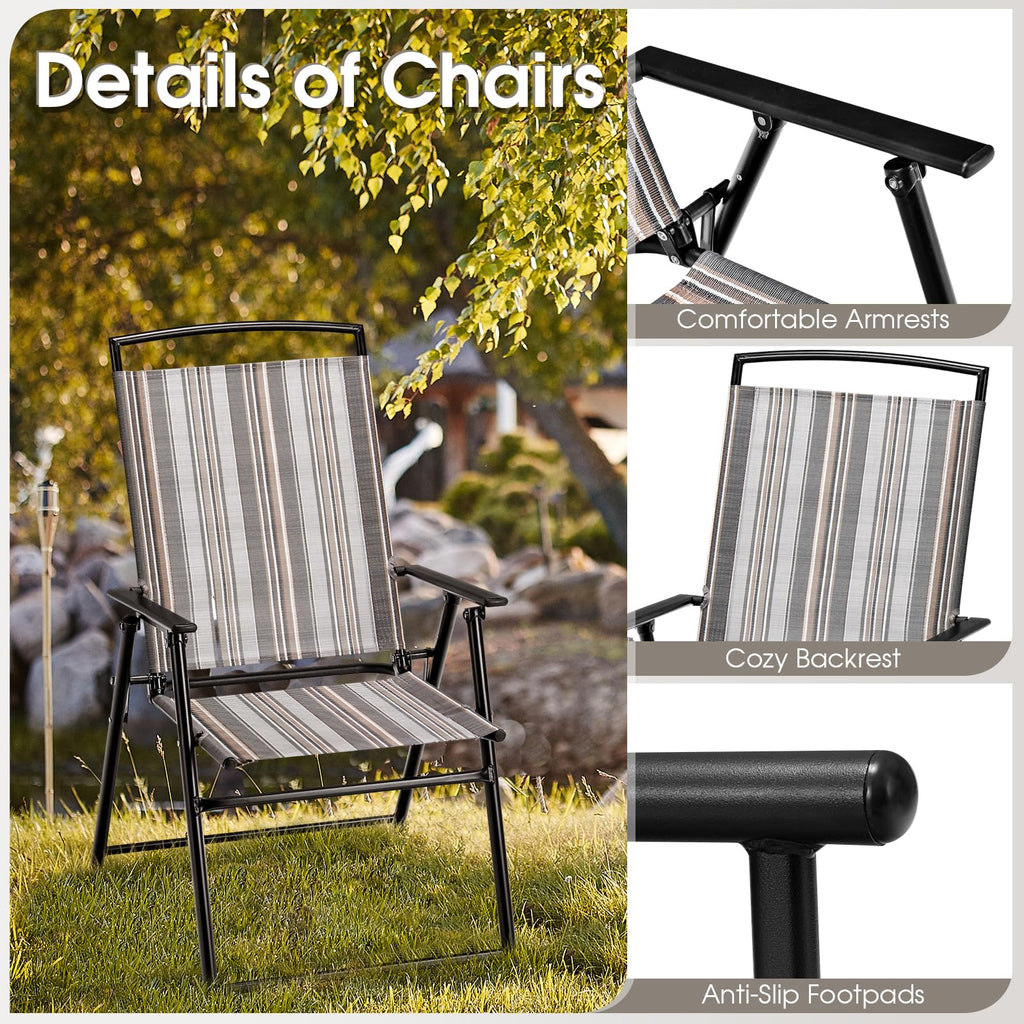 Patio Chairs Set of 2 Folding Armrests Metal Frame R669246