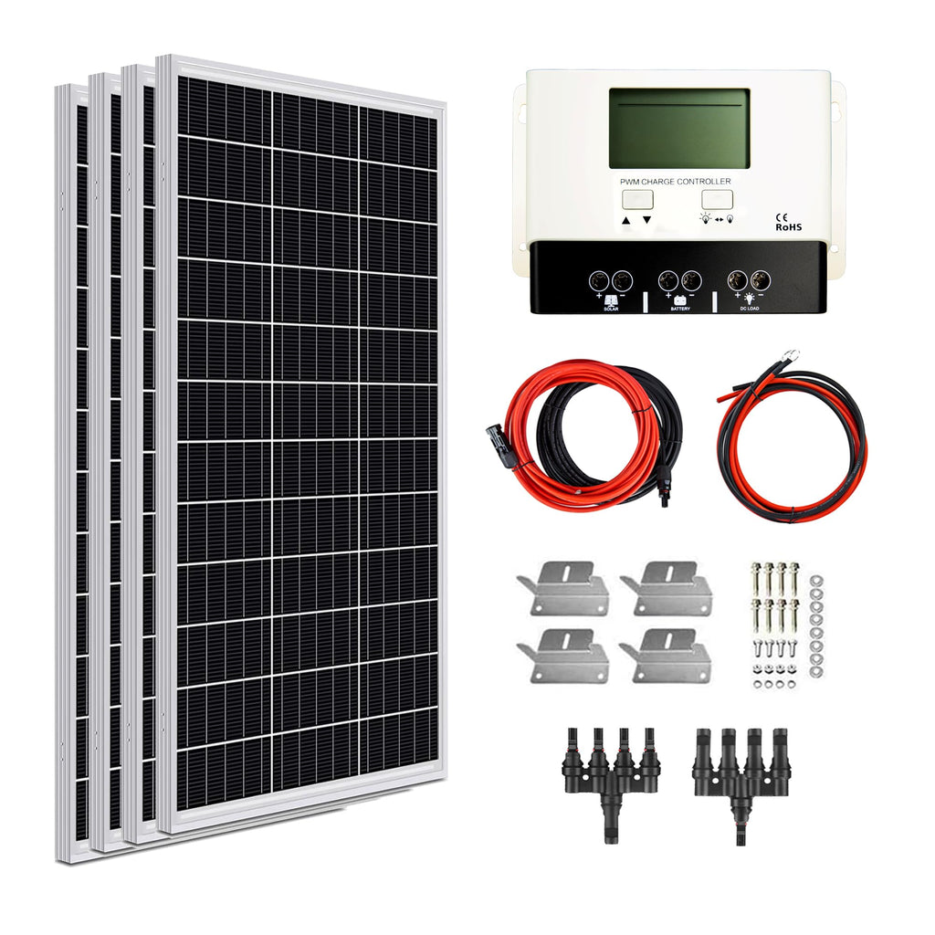 400W 12V Mono Rigid Solar Panel Kit with 30A PWM Charge Controller K6981