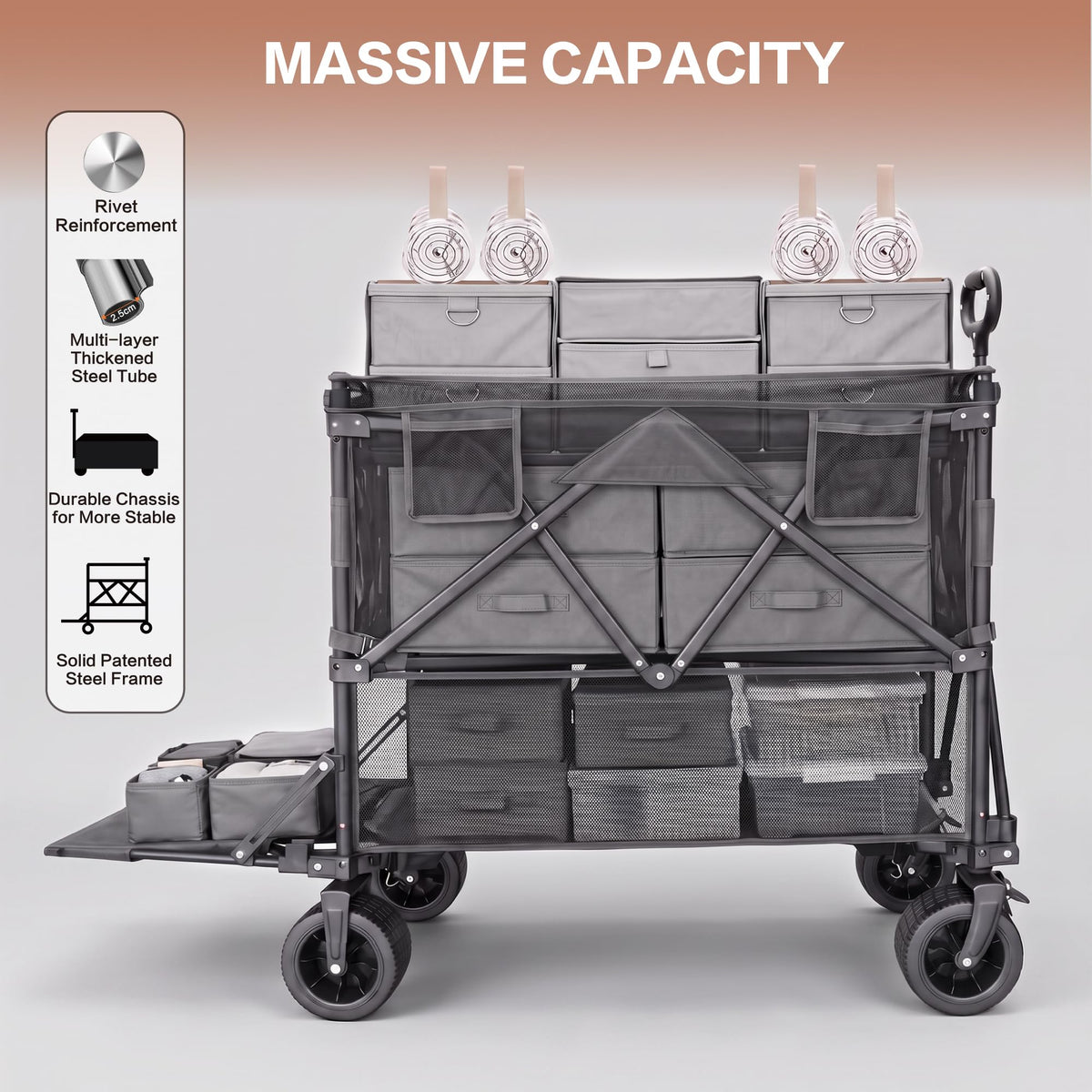 600L Foldable Collapsible Wagon Cart with Wheels E54204