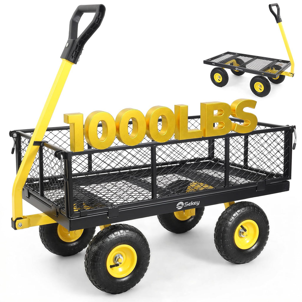 Steel Garden Cart 1000 lb Capacity Removable Sides Q42683