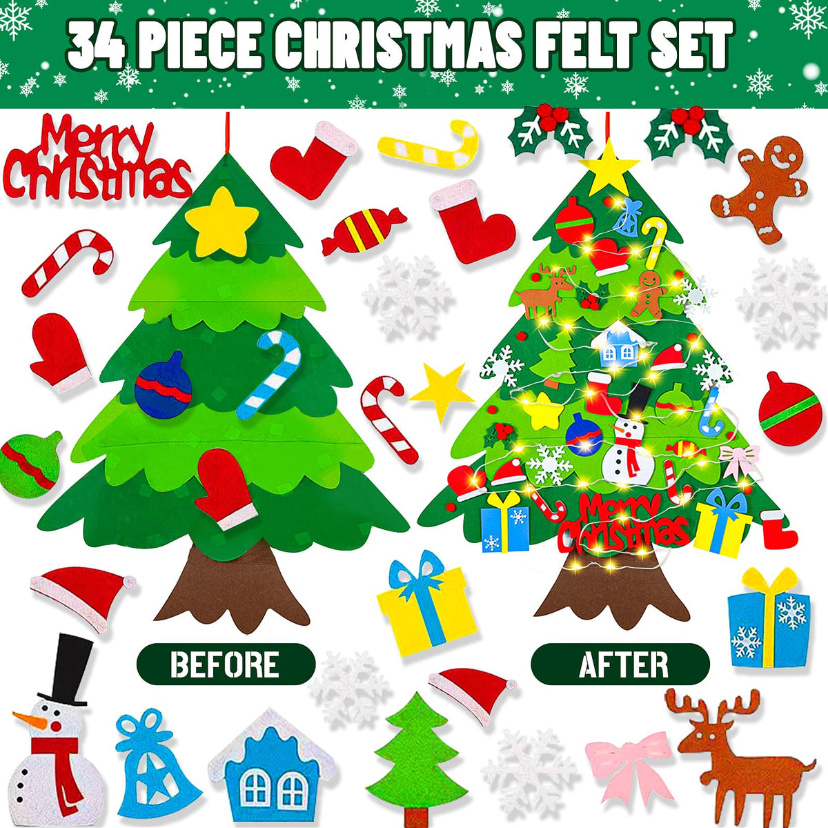 3.15 FT Lighted Felt Christmas Tree G478
