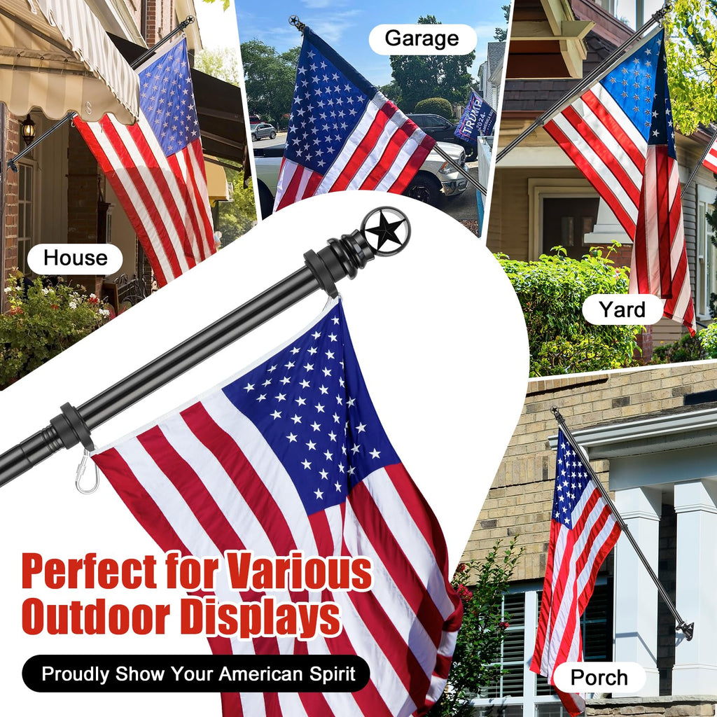 5ft Stainless Steel Flagpole with 3x5 Embroidered US Flag Q622