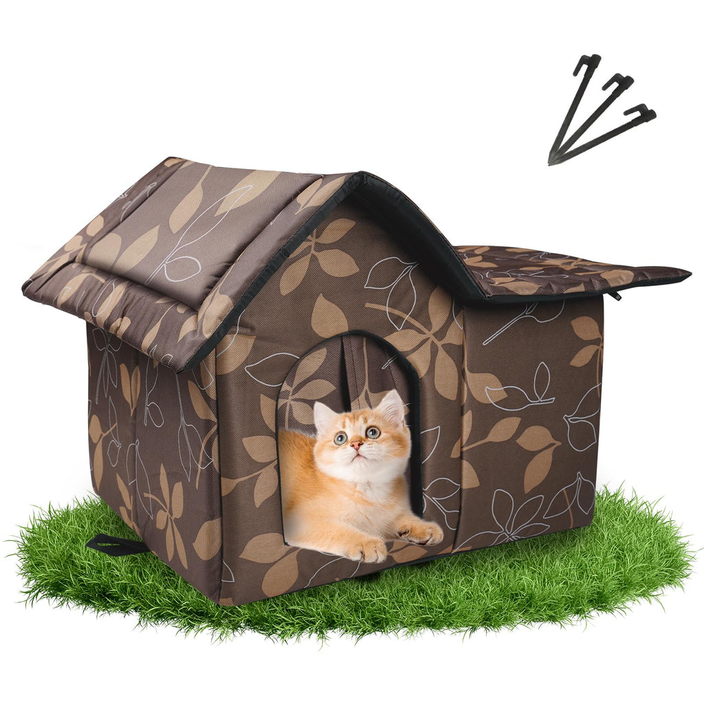 Weatherproof Collapsible Outdoor Cat House with Mat O421