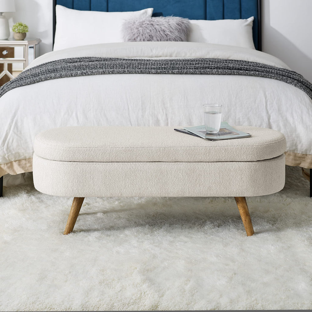 Oval Storage Bench with Rubber Wood Legs C333