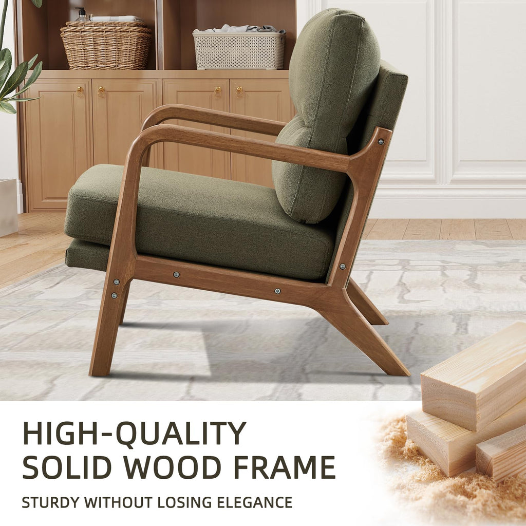 Mid Century Modern Linen Accent Chair Set of 2 I7491