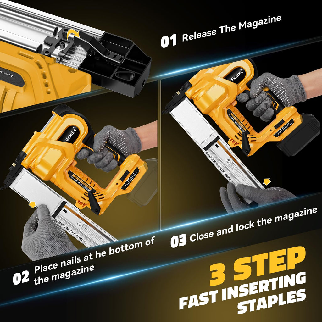 Cordless 2 in 1 Electric Nail Gun Staple Gun with 18GA Nails D58156