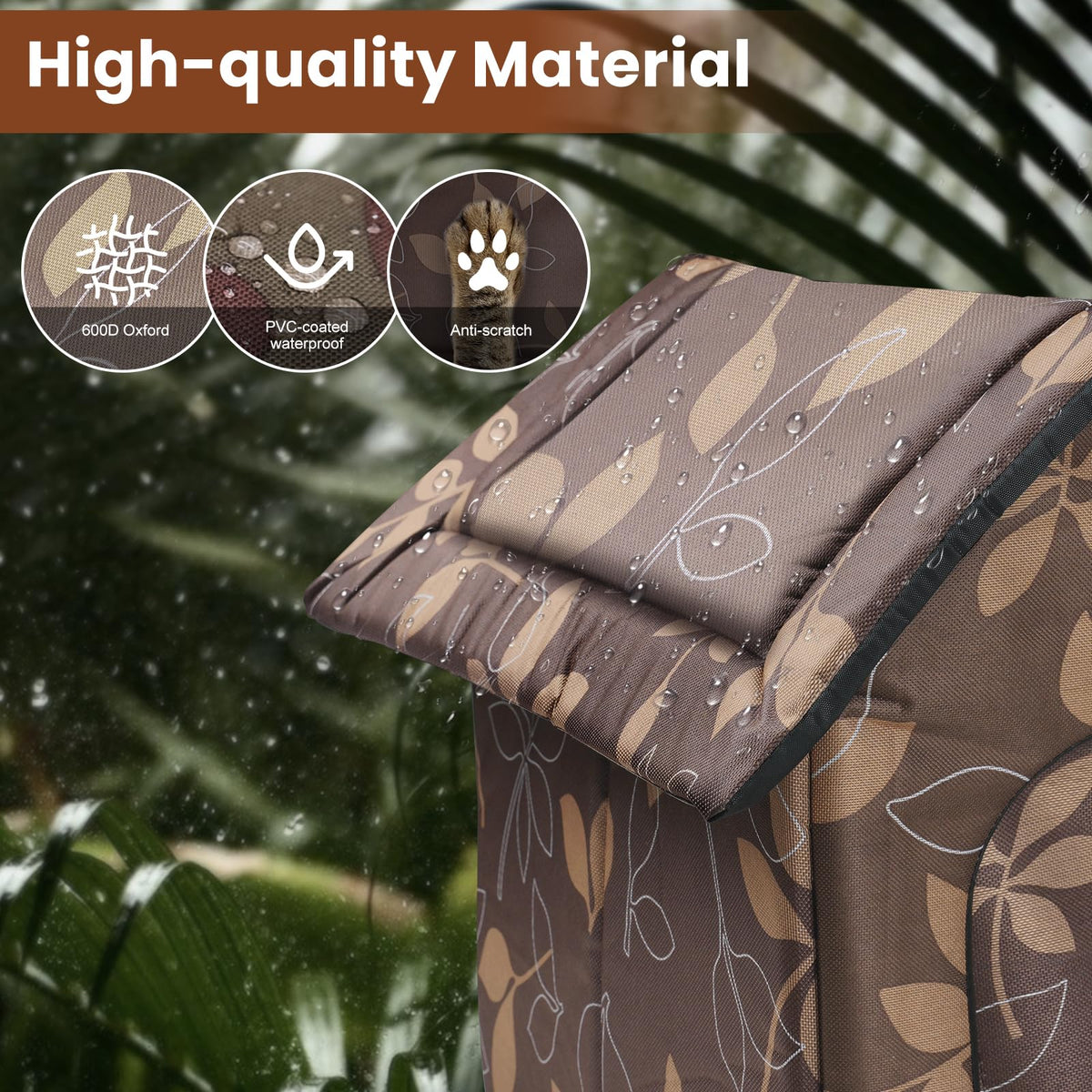 Weatherproof Collapsible Outdoor Cat House with Mat O421