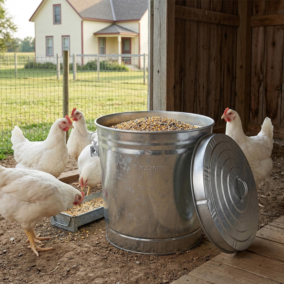 6 Gallon Galvanized Metal Trash Can with Lid J752412