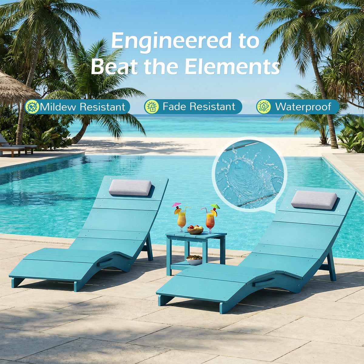 Turquoise Rectangular Outdoor Side Table A453
