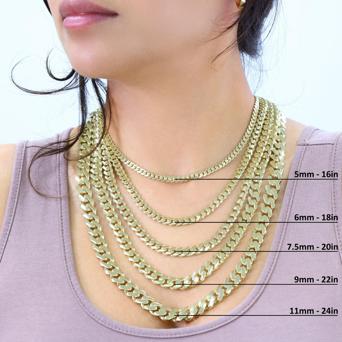 14k Yellow Gold Cuban Link Chain Necklace K383701