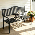 59 Inches Metal Outdoor Bench with Pull-Out Table T5959