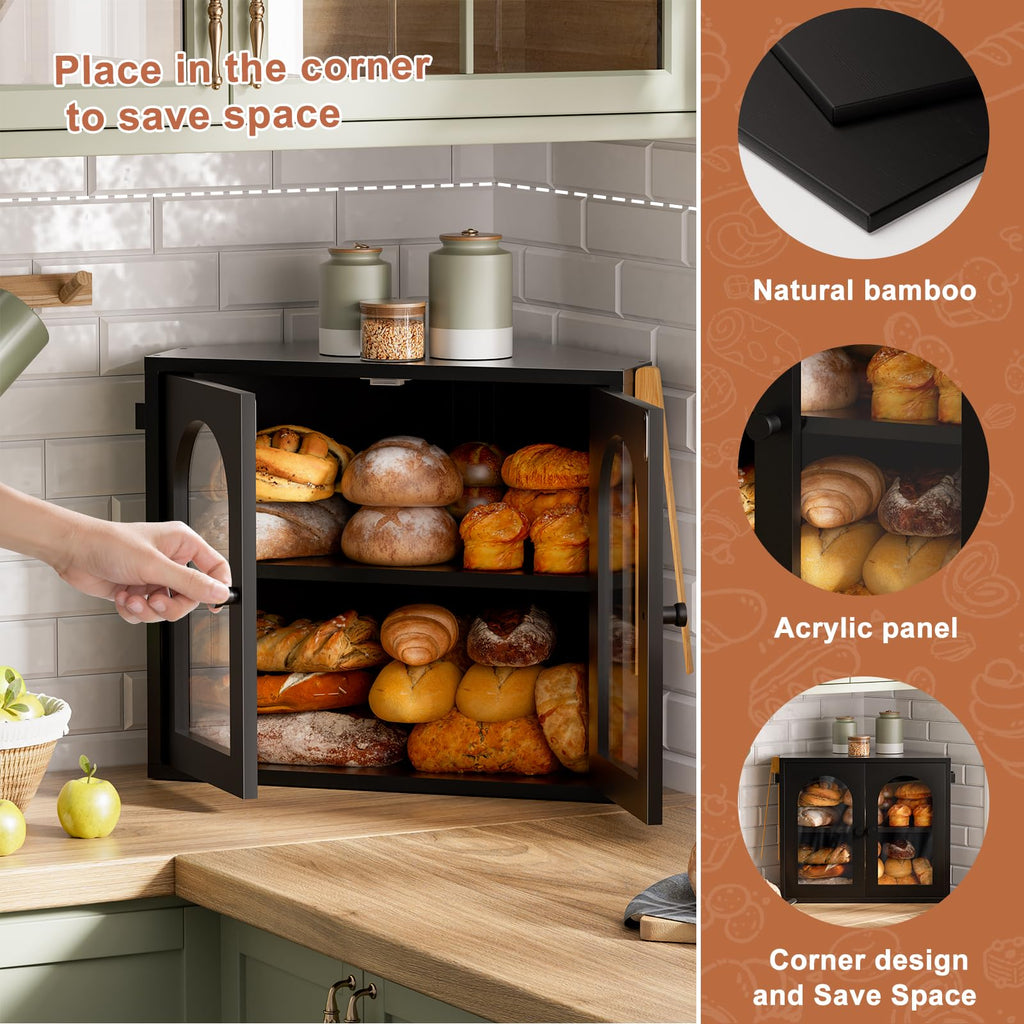 2 Tier Corner Bread Box with Acrylic Door J685