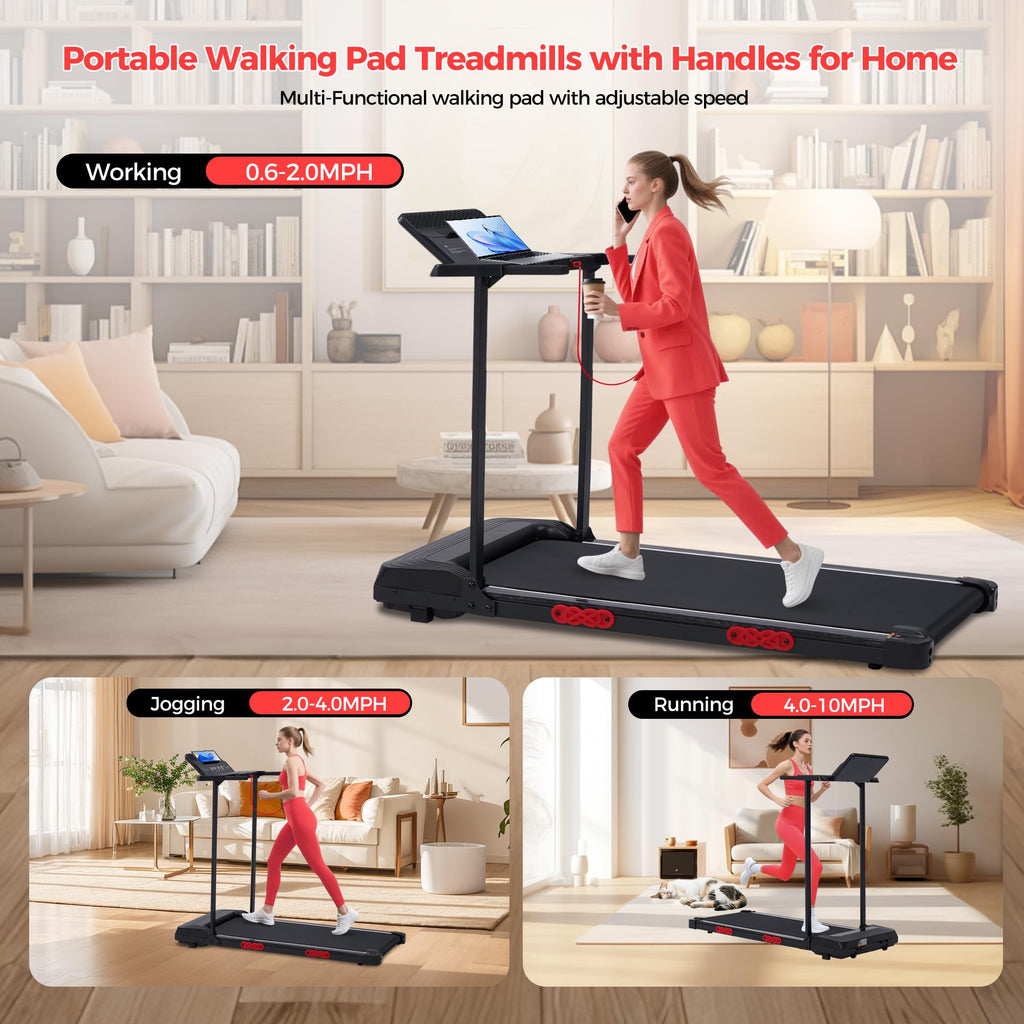 Folding Walking Pad with Handle Bar & Incline D6135