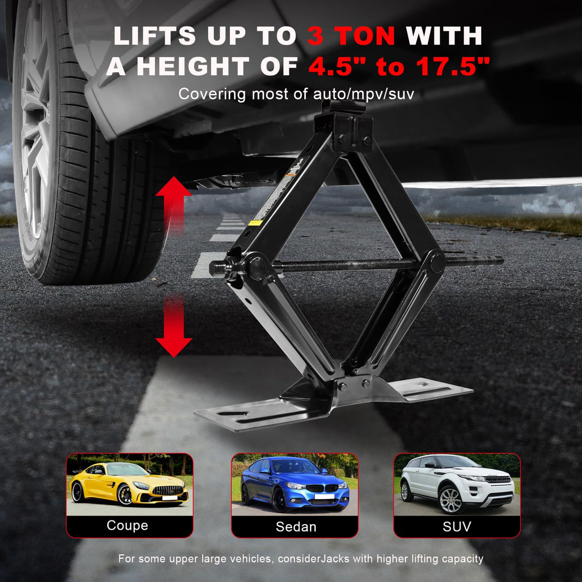 3 Ton Scissor Car Jack with Lug Wrench W69810