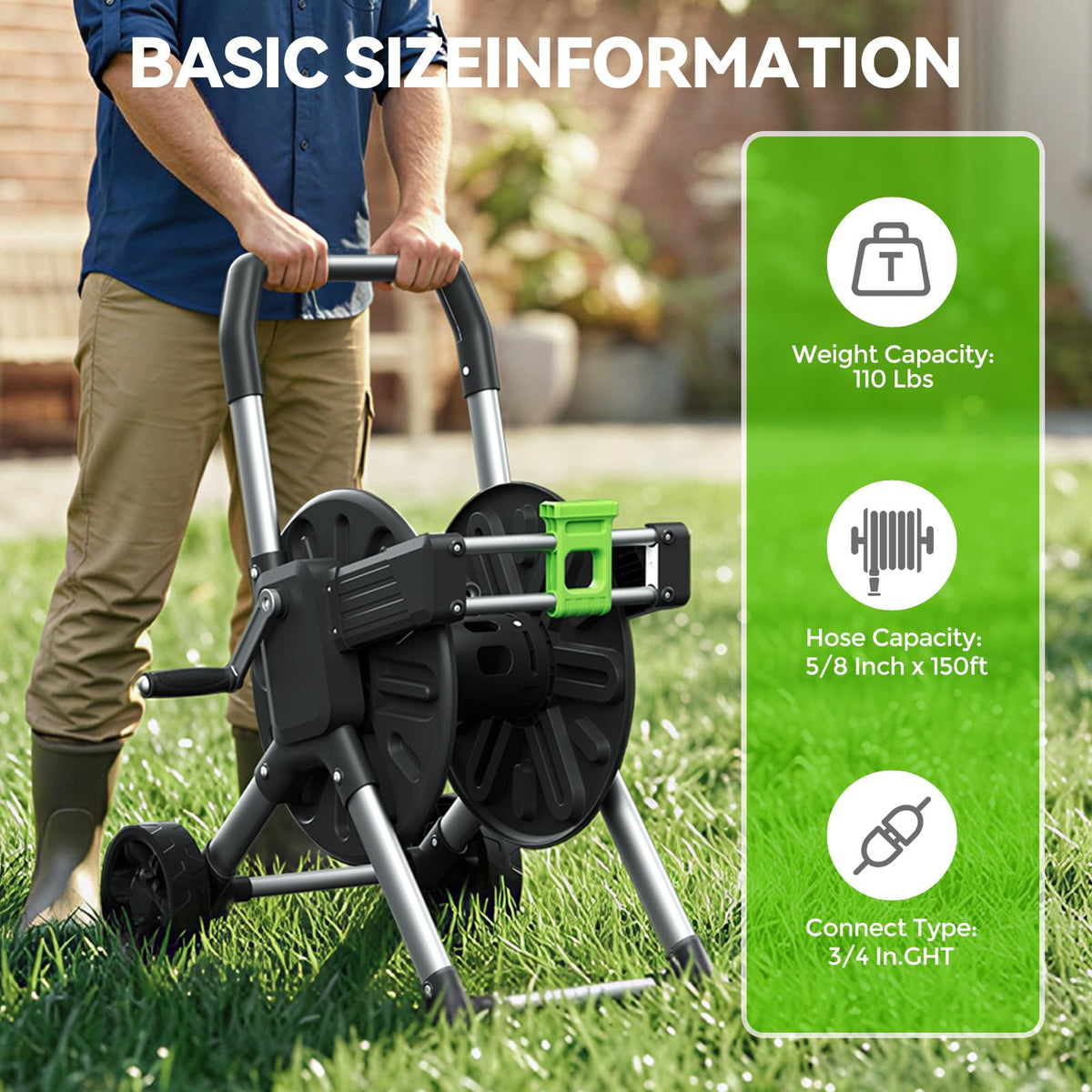Garden Hose Reel Cart with Wheels O52881