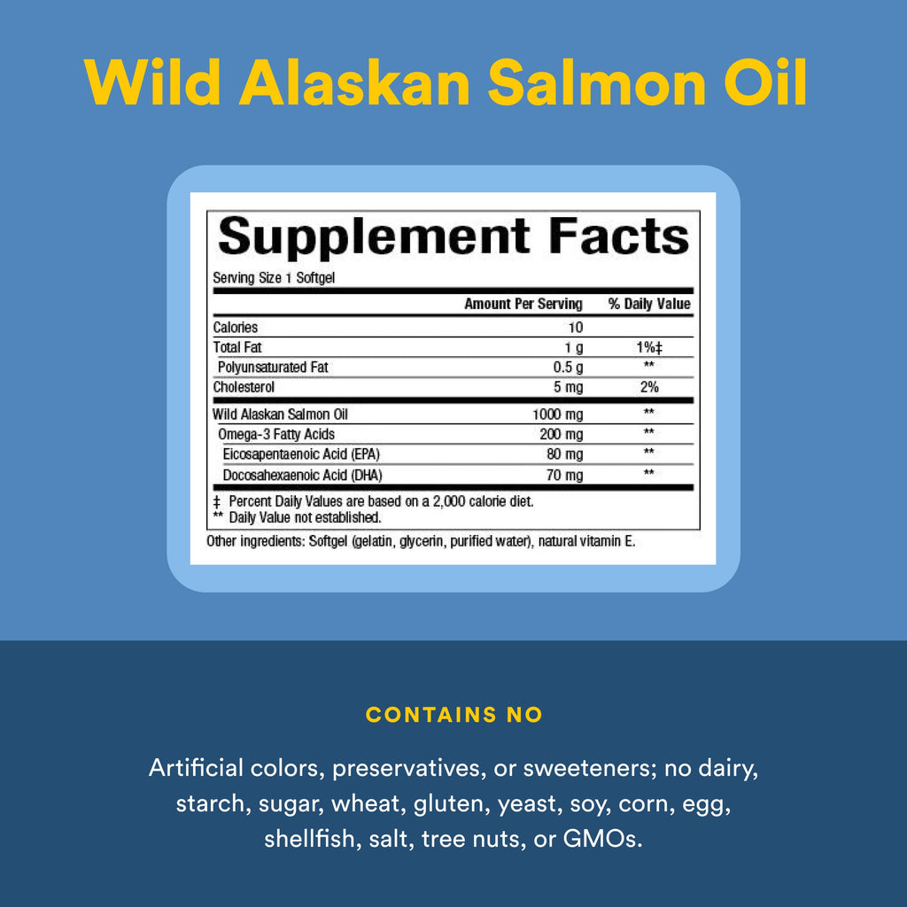 Wild Alaskan Salmon Oil 1,000 mg Omega-3 180 Softgels W8026