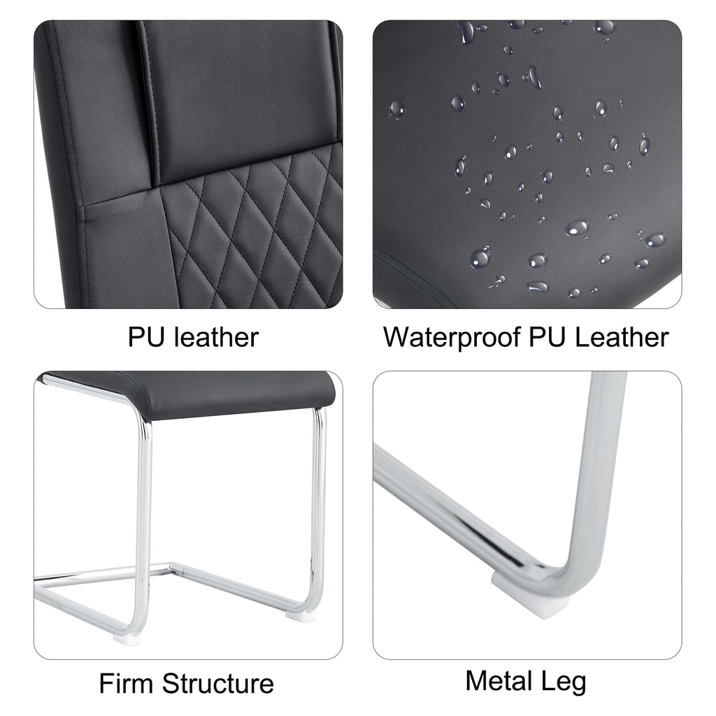 Black Faux Leather Dining Chairs Set 6 Z368198