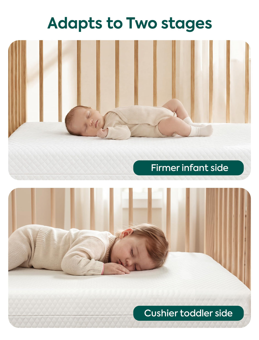 Dual-Sided Memory Foam Waterproof Crib Mattress Y873