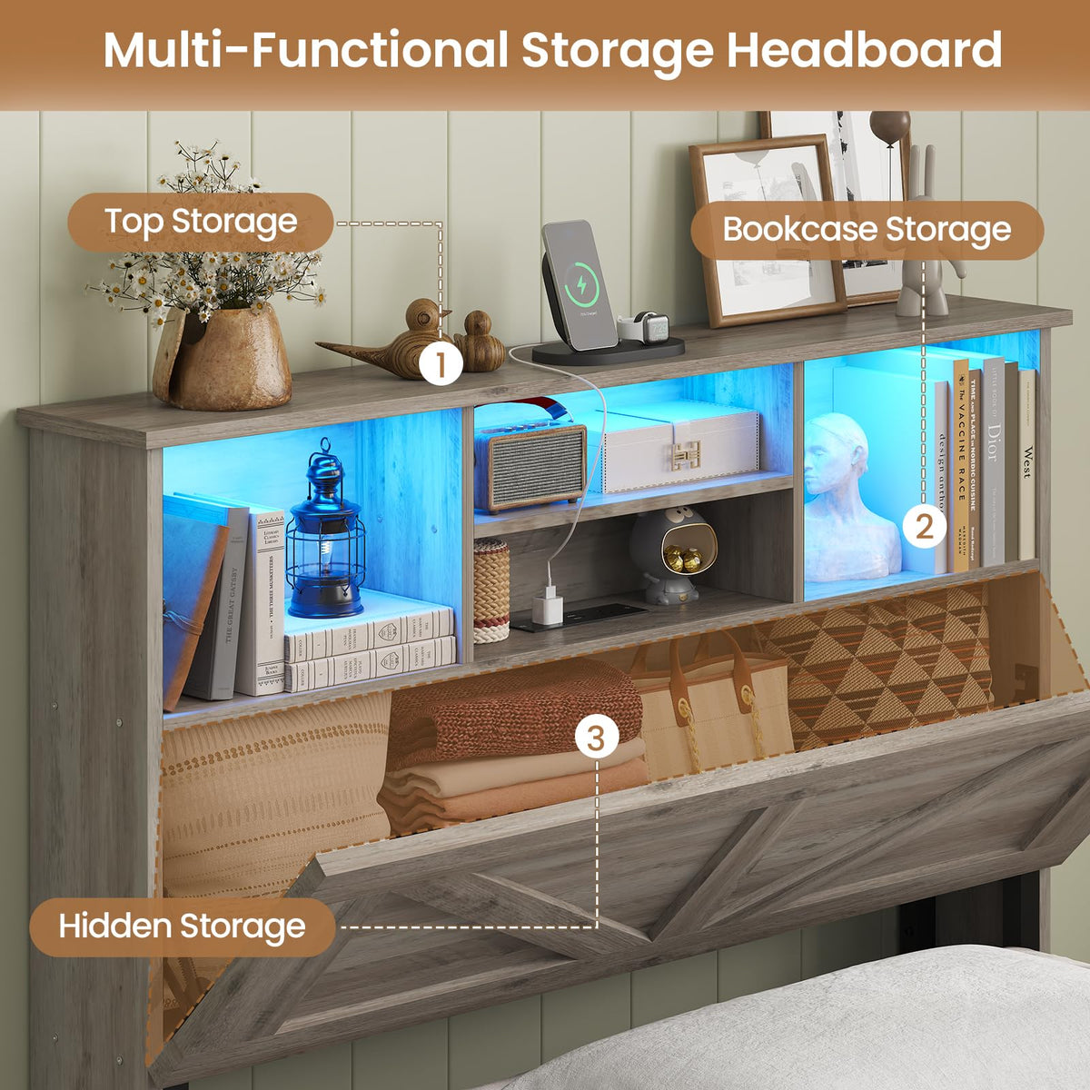 Twin Bed with Bookcase Headboard and 4 Drawers C132834