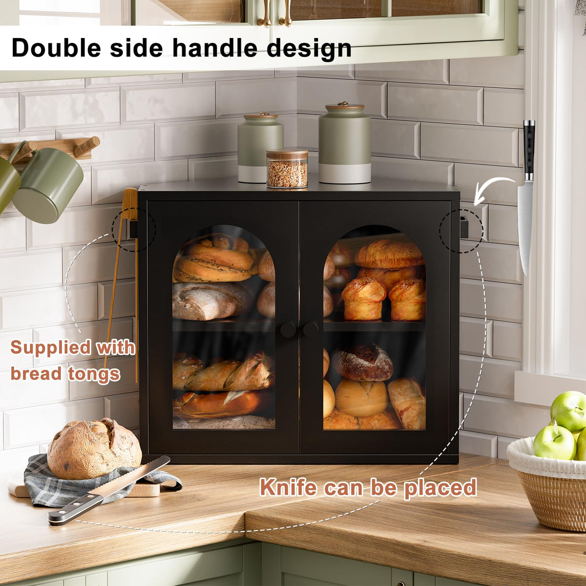 2 Tier Corner Bread Box with Acrylic Door J685