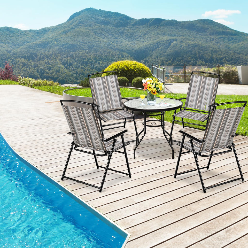 Patio Chairs Set of 2 Folding Armrests Metal Frame R669246