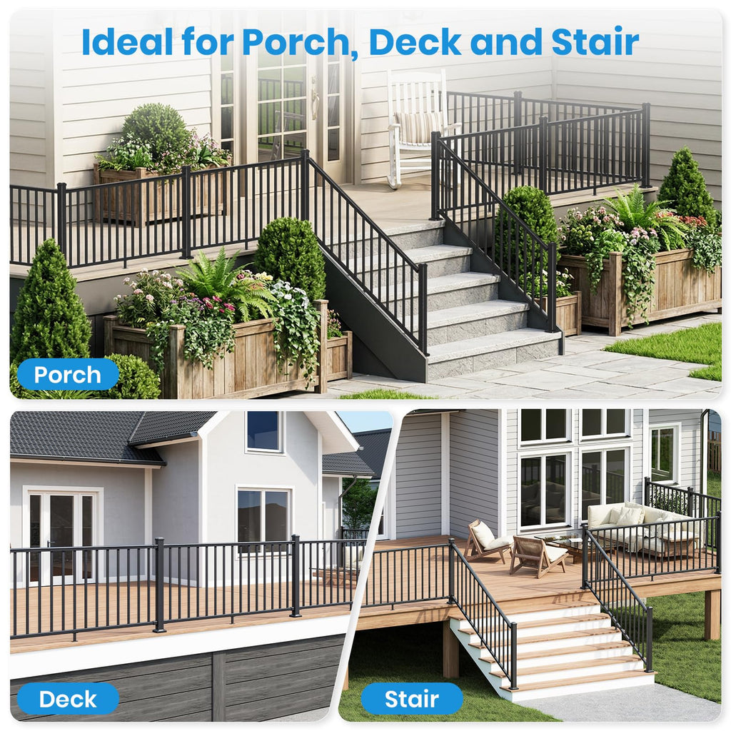 Black Aluminum Deck Railing Kit U4239