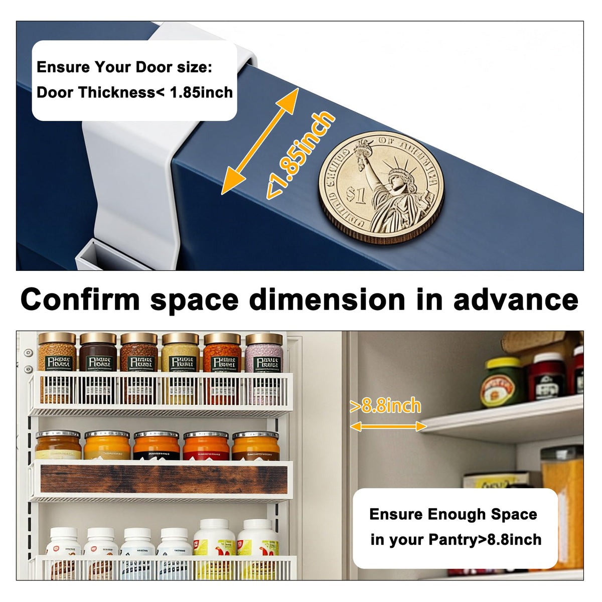 8 Tiers Pantry Door Organizer Spice Rack with Adjustable Baskets Z427918