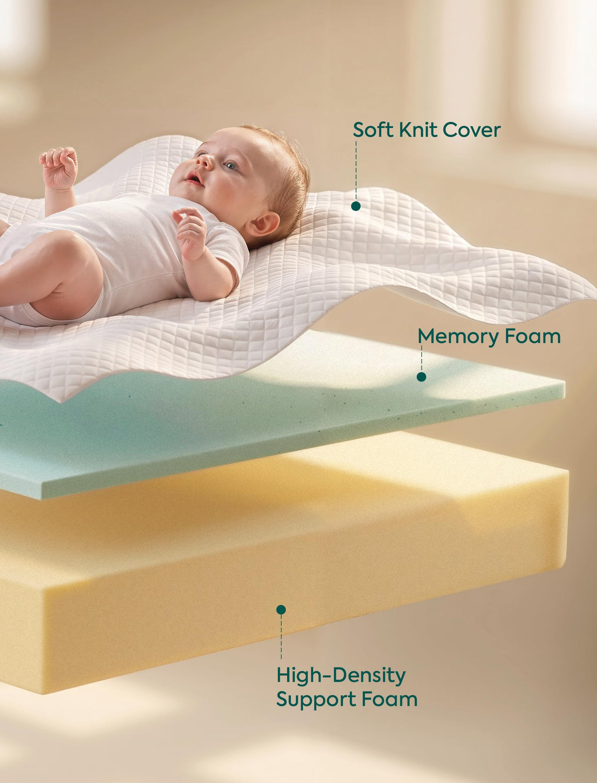 Dual-Sided Memory Foam Waterproof Crib Mattress Y873