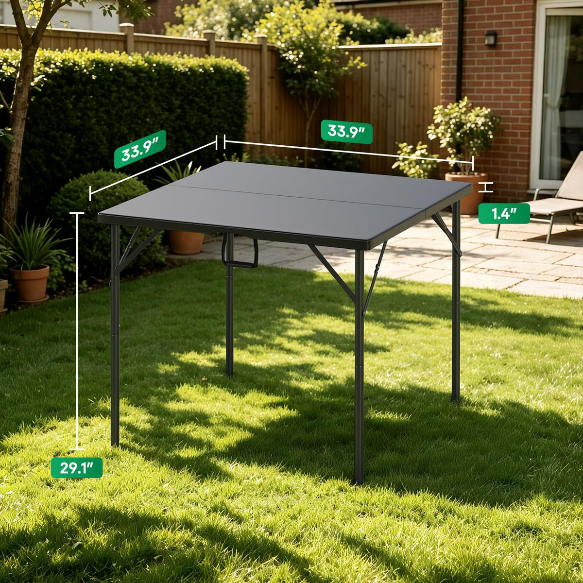 34 Inch Black Folding Card Table S9700