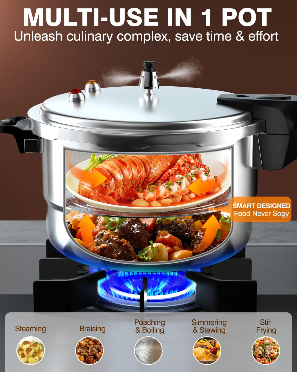 4QT Aluminum Pressure Cooker with Rack M670010