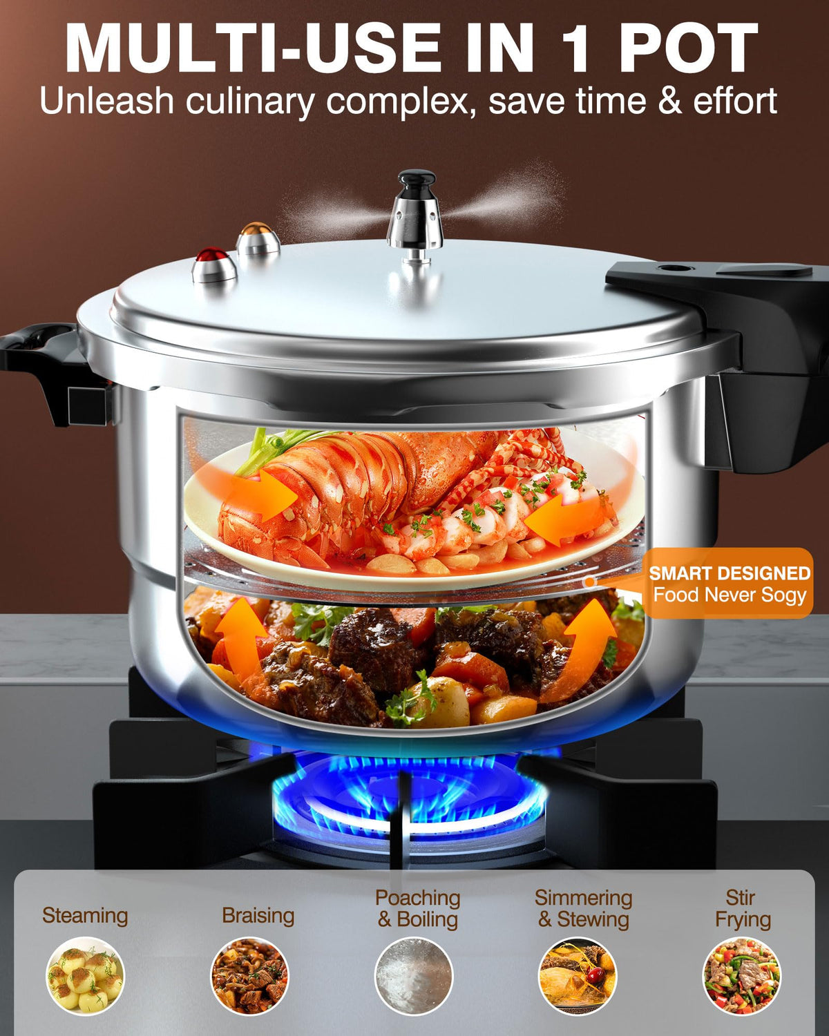 4QT Aluminum Pressure Cooker with Rack M670010