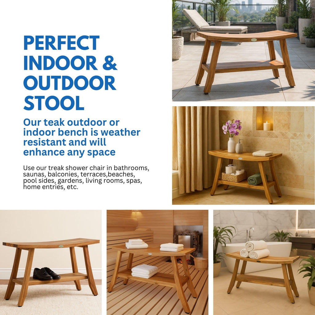 34-Inch Natural Teak Shower Bench E94017