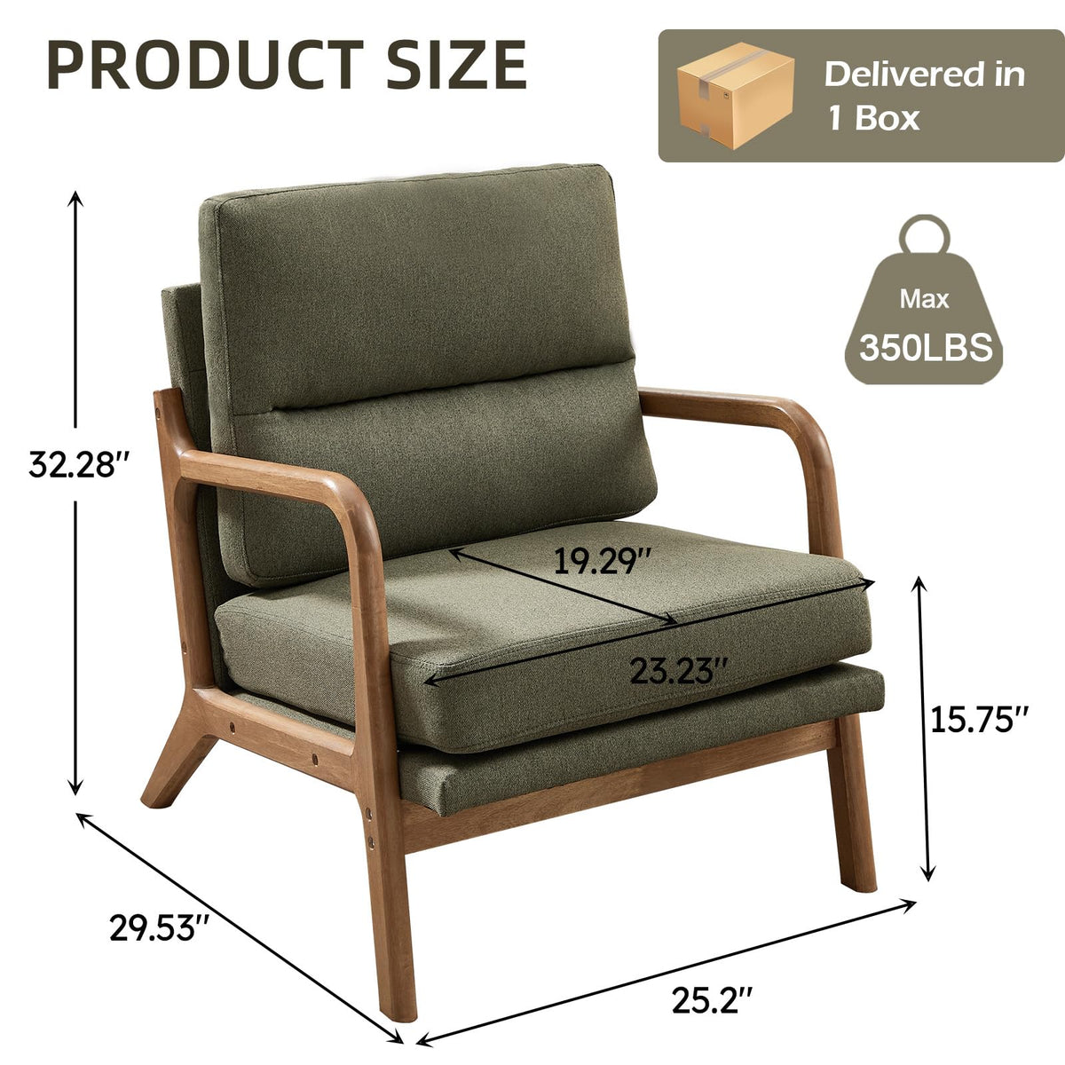Mid Century Modern Linen Accent Chair Set of 2 I7491