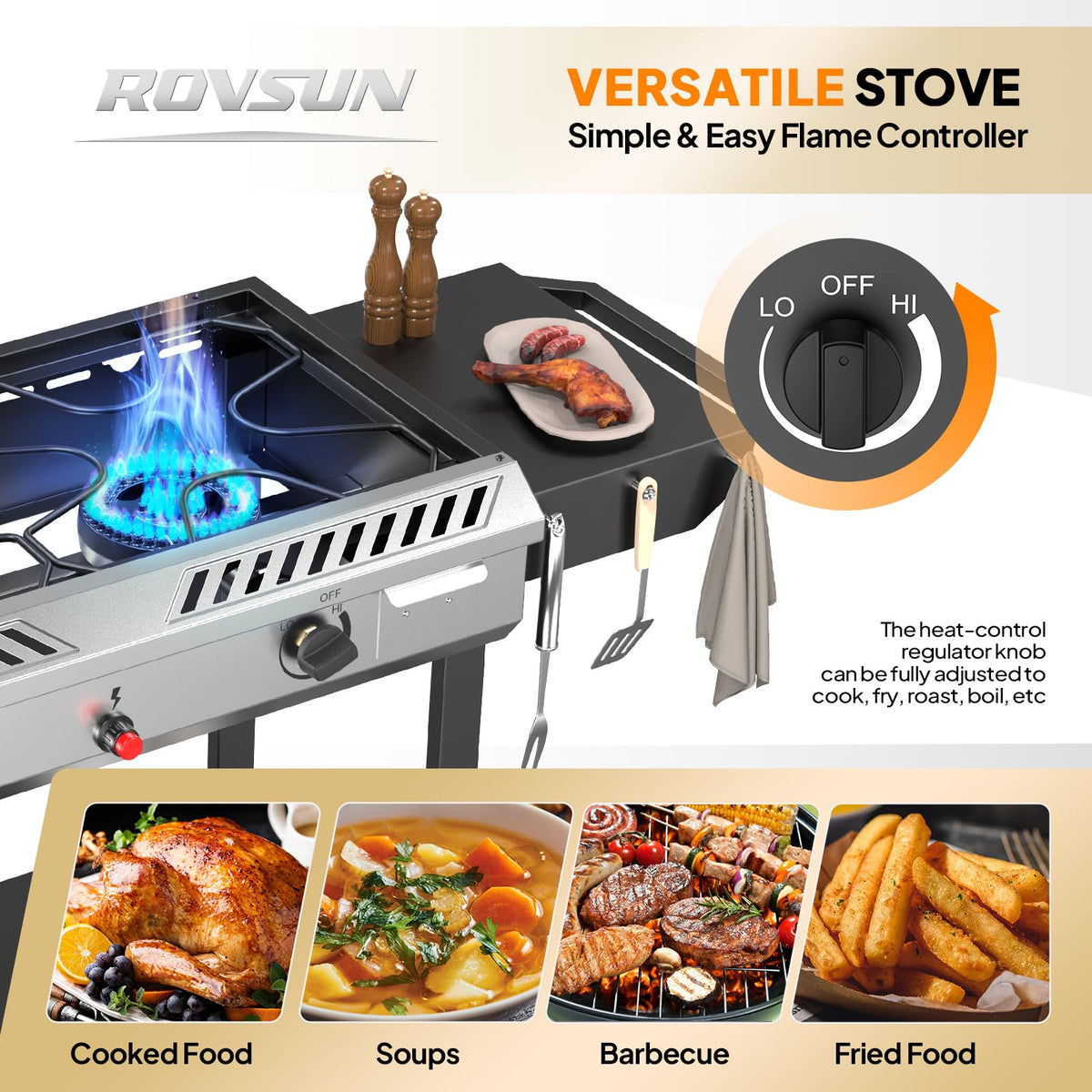 2 Burner Propane Gas Stove with Auto Ignition J47296
