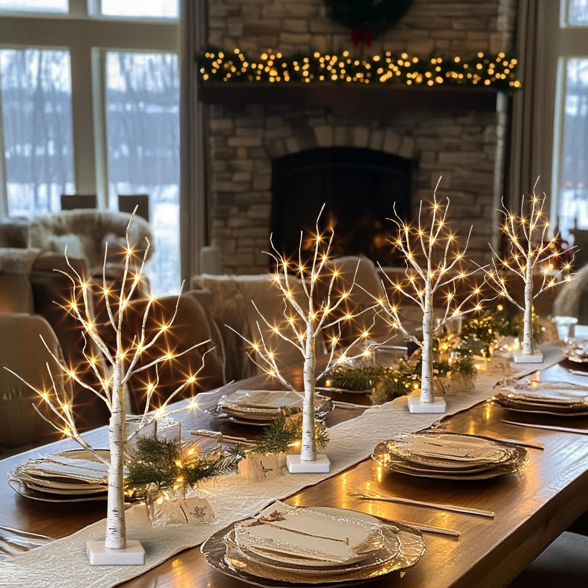 Lighted Birch Tree with LED Lights and Timer M162906