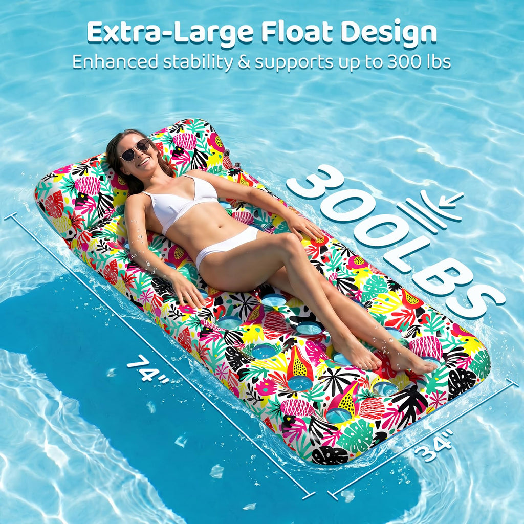 4 Pack Oversized Inflatable Pool Floats with Headrest X398