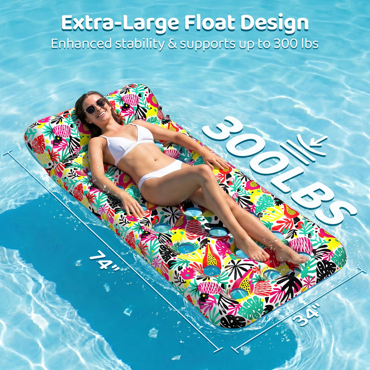 4 Pack Oversized Inflatable Pool Floats with Headrest X398