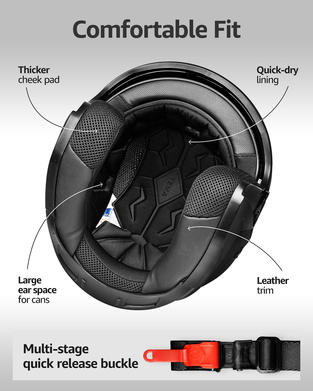 Open Face 3/4 Motorcycle Helmet DOT Approved Dual Visor M492