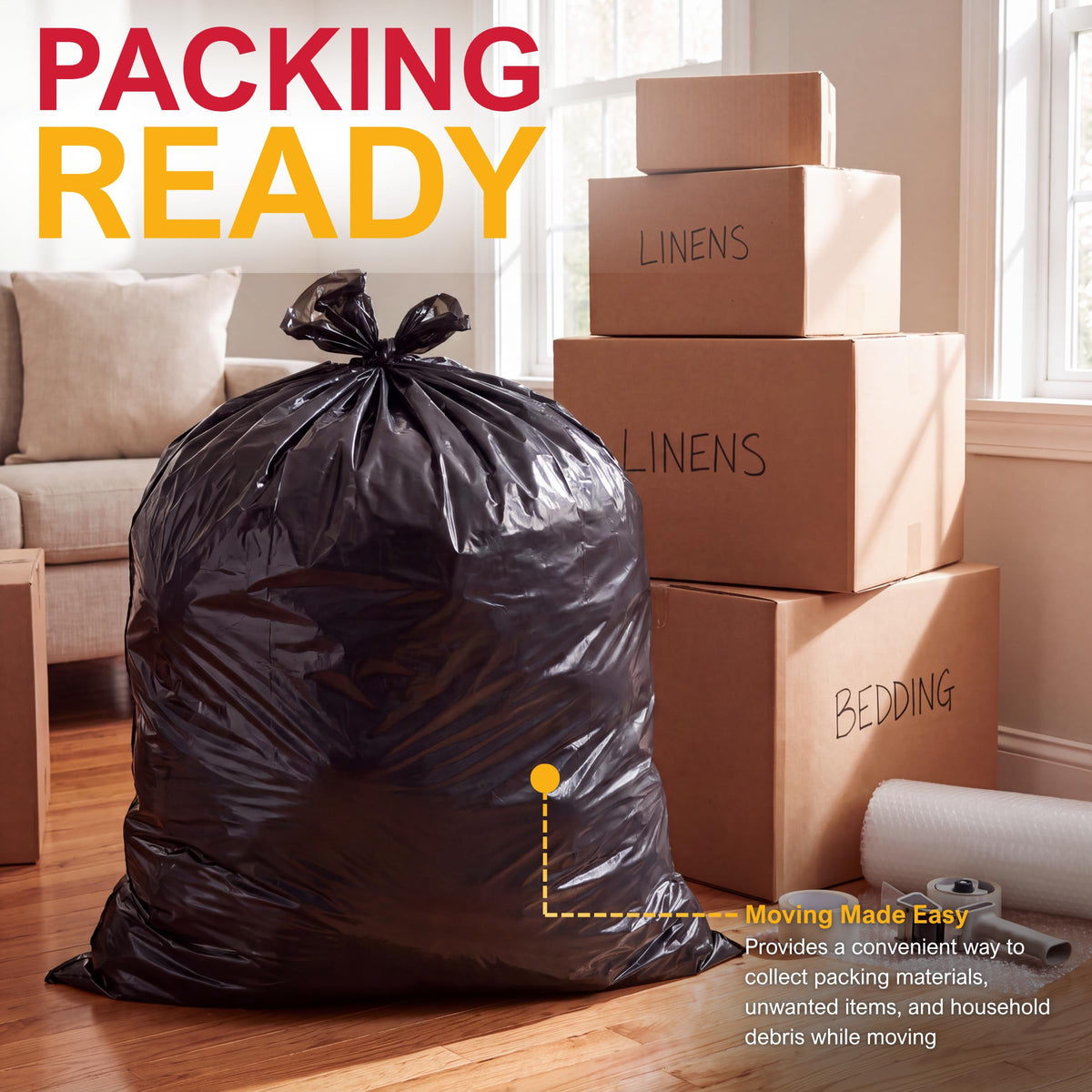 42 Gallon 3 Mil Black Trash Bags 20 Count Z809409