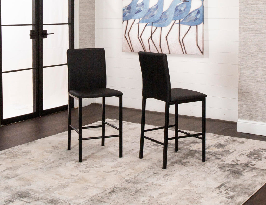 Black Faux Leather Barstools Set of 6 I772097